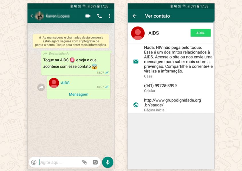 Através de corrente, campanha usa o WhatsApp para informar sobre prevenção da AIDS